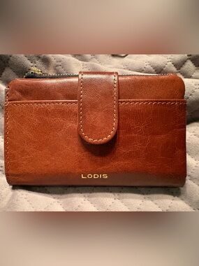 LODIS Bi-Fold Wallet Brown Genuine Leather NEW No tags pocket wallet snap close
